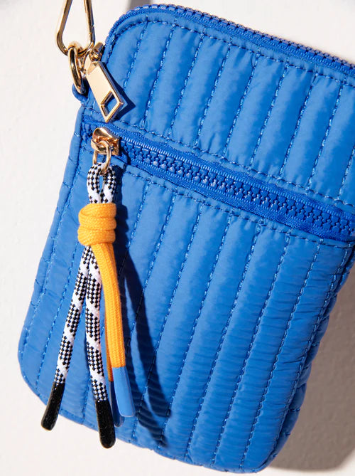 Ezra Quilted Nylon Phone Holder by Shiraleah in Ultramarine