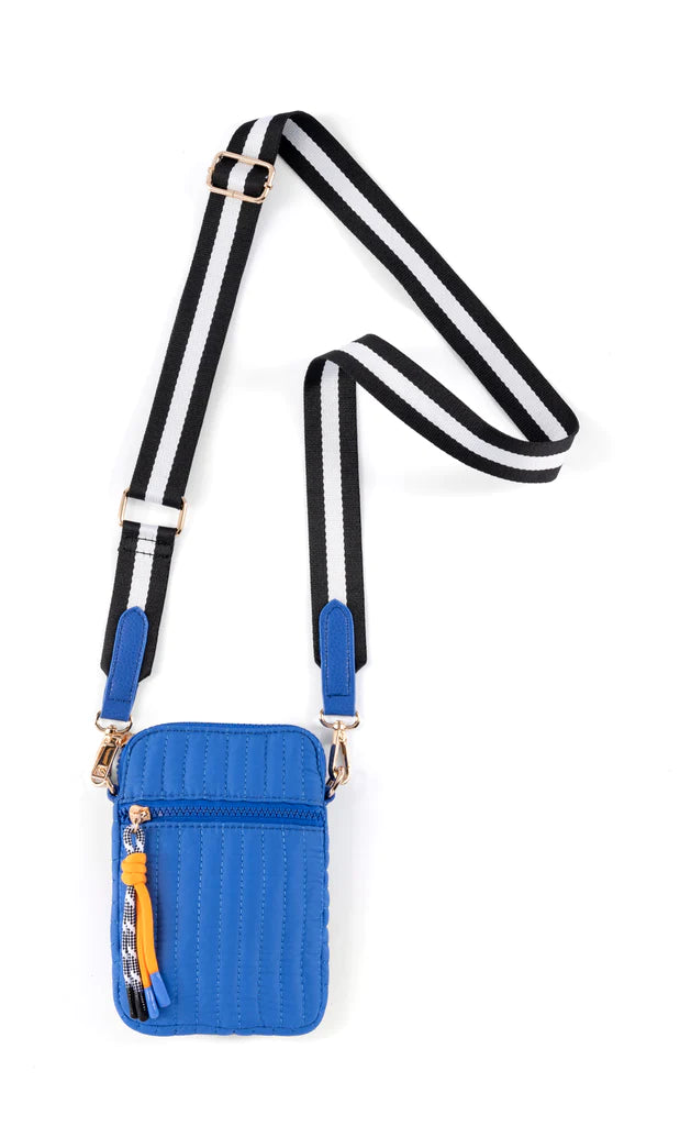 Ezra Quilted Nylon Phone Holder by Shiraleah in Ultramarine