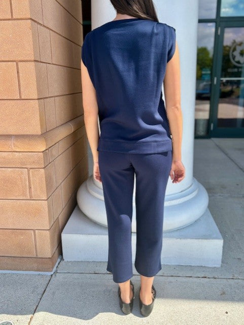 DreamTech Pleated Shoulder Tank with Cropped Pant by Softies in Midnight