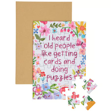 Old People Like Doing Puzzles Puzzle Card by Primitives by Kathy