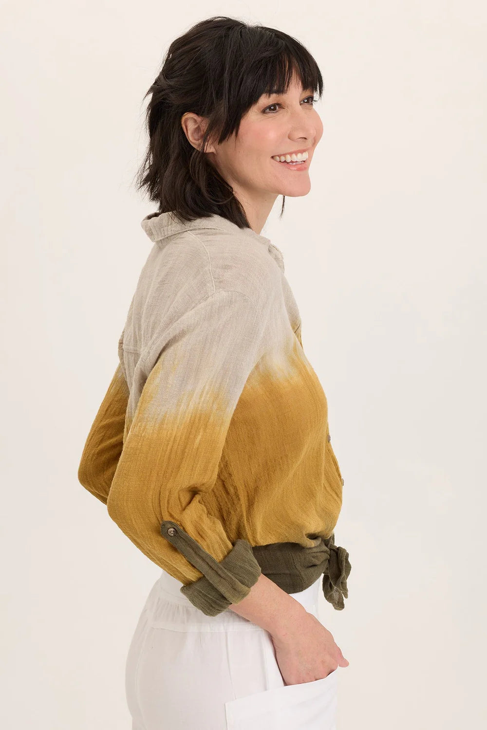 Porter Blouse by Wearables in Tricolor Ombre