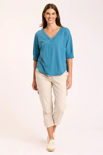 Poplin Fenton Crop Pant by Wearables in Cremini