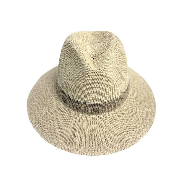 Cotton Blend Fedora Brim Hat by Shihreen In Cream