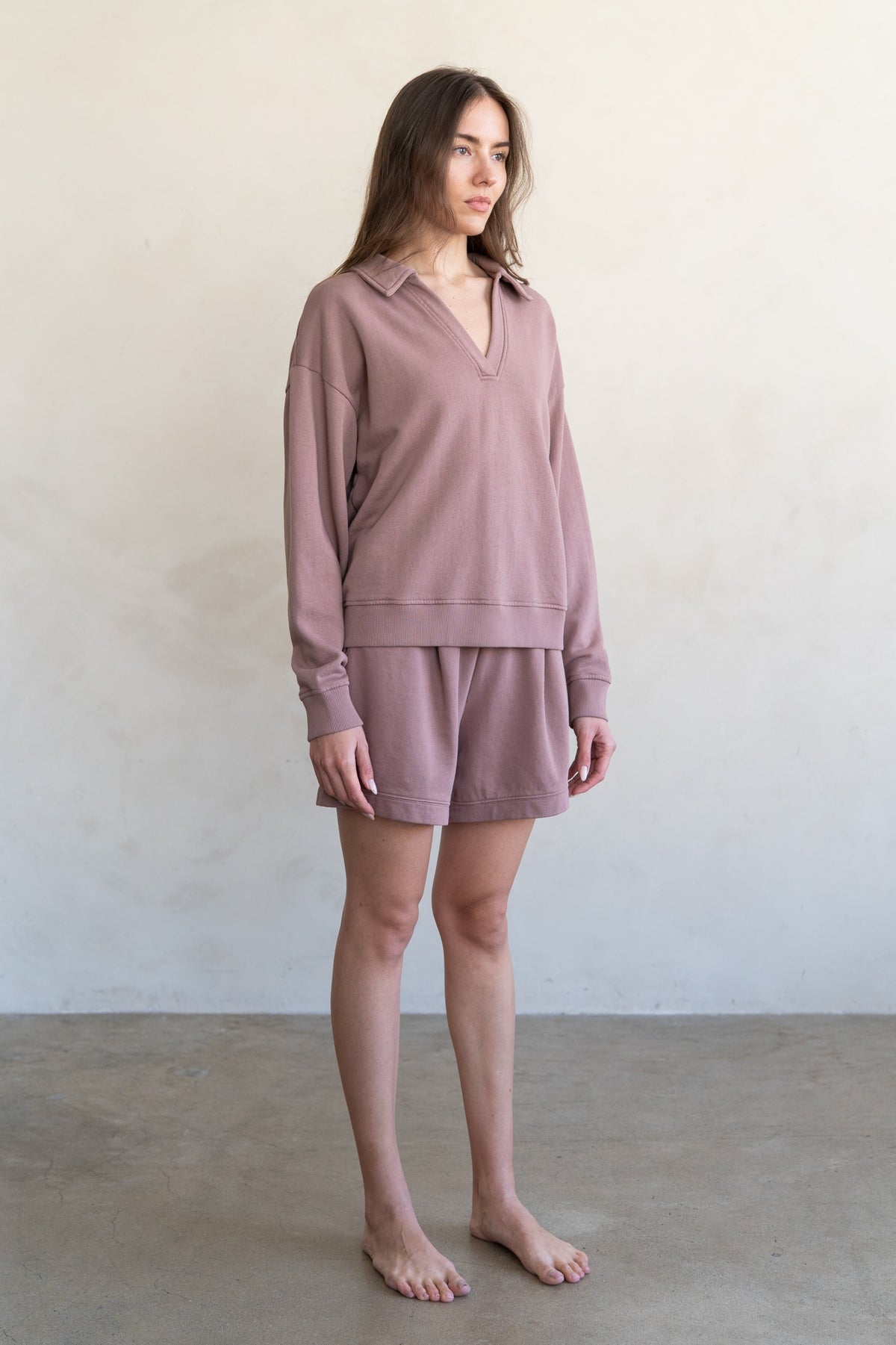 Relaxed Drawstring Sweatshorts by elle grey in Antler Pink