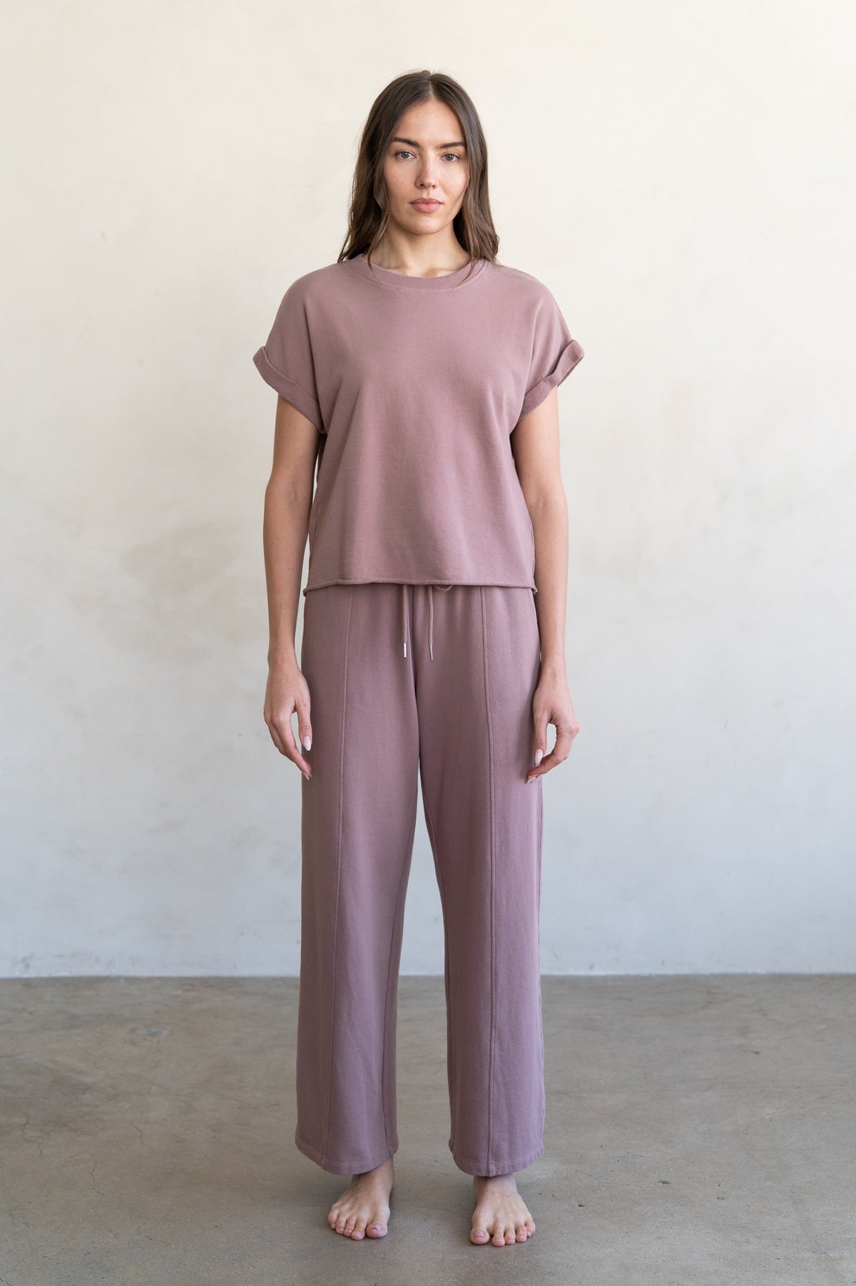 Rolled Sleeve Relaxed Tee by elle grey in Antler Pink
