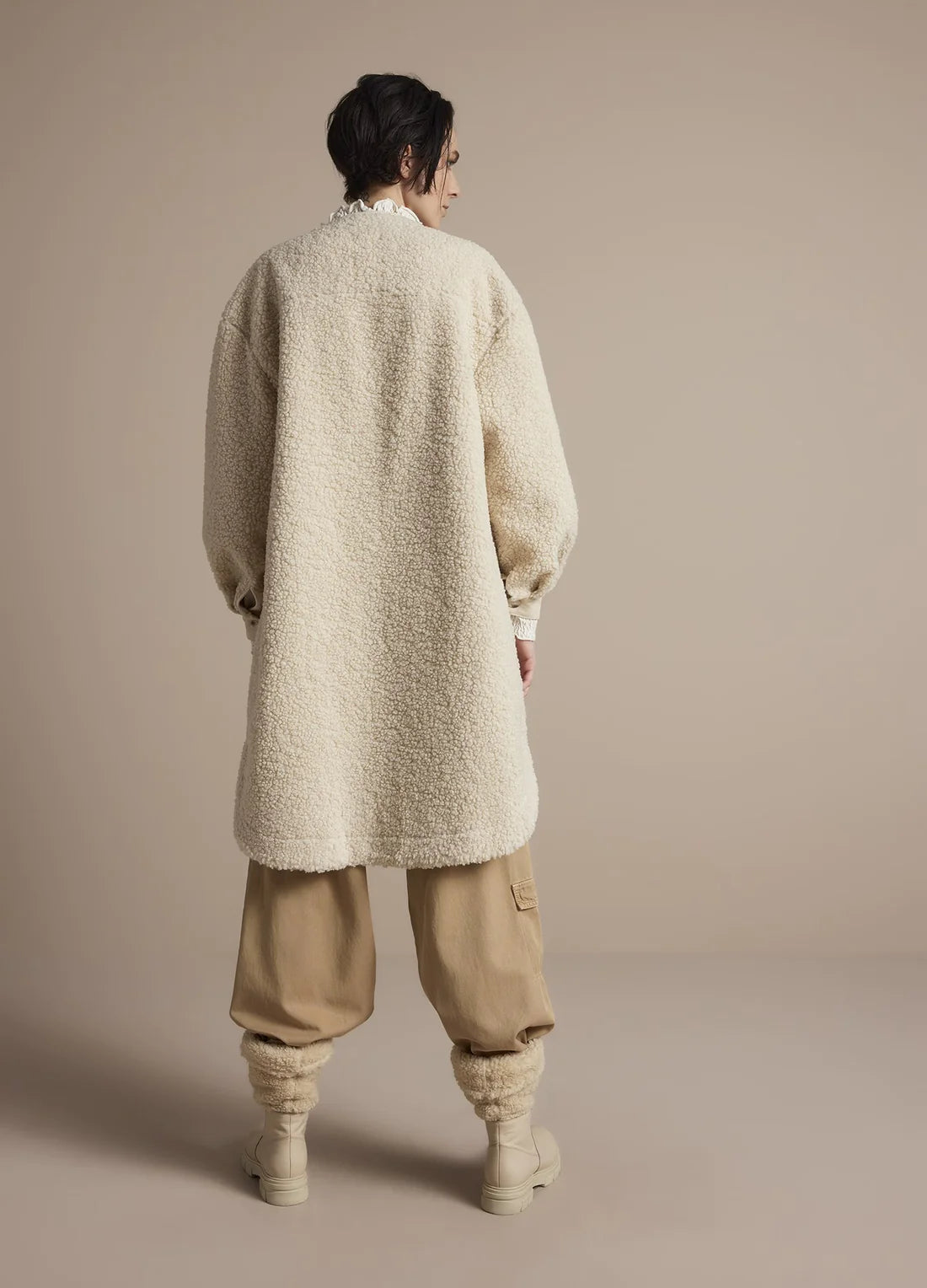 Long Teddy Jacket by Summum in Ivory