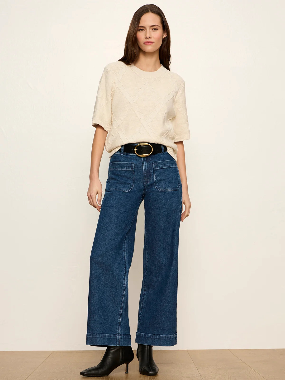 Diamond Stitch Sweater Tee by Sanctuary in Bone