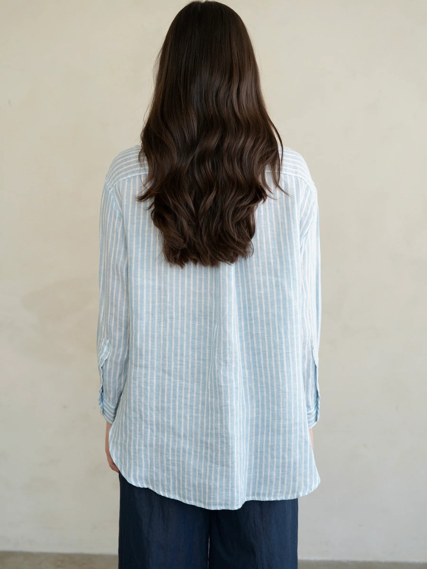 Striped Linen Essential Shirt by elle grey in Blue Stripe