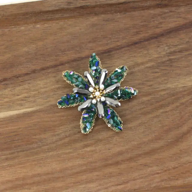 Star Flower Brooch by Pretty Persuasions in Green