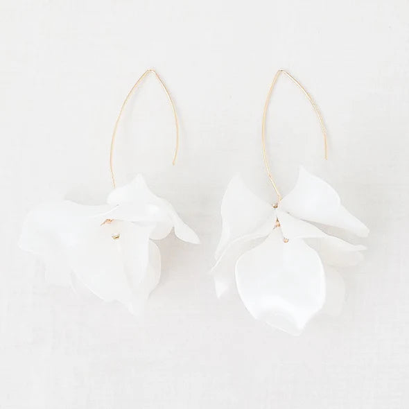 Hyacinth Tiered Earring on Marquis Hook by Virtue Jewelry Design in White