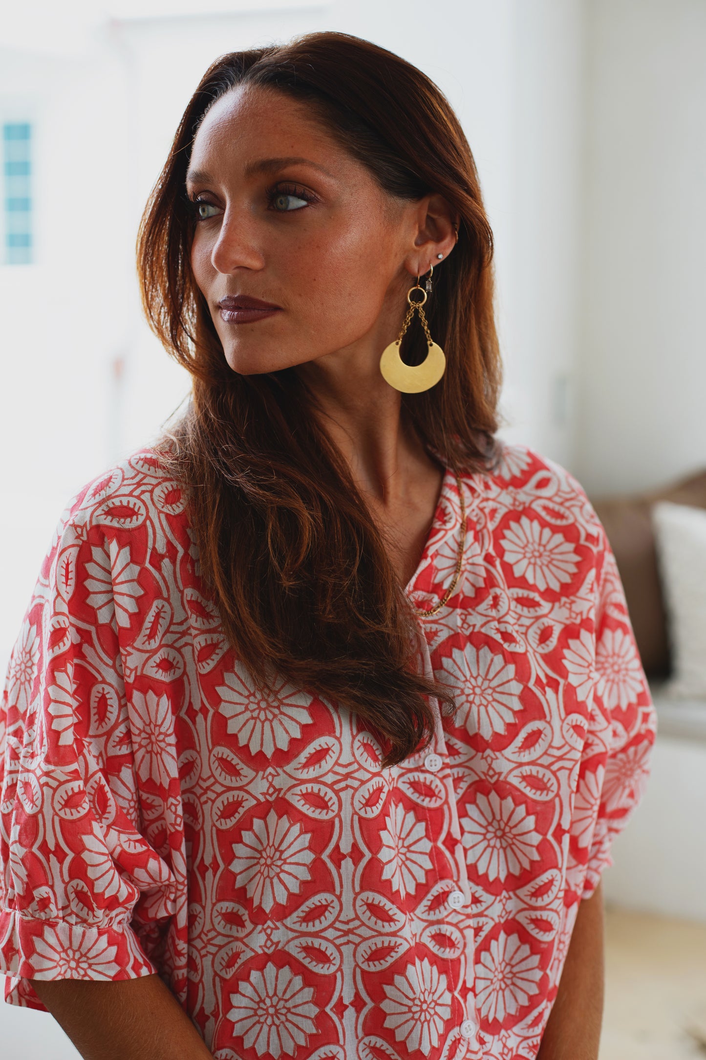 Poppy Blouse by Ex Voto in Pink Bandana Blockprint