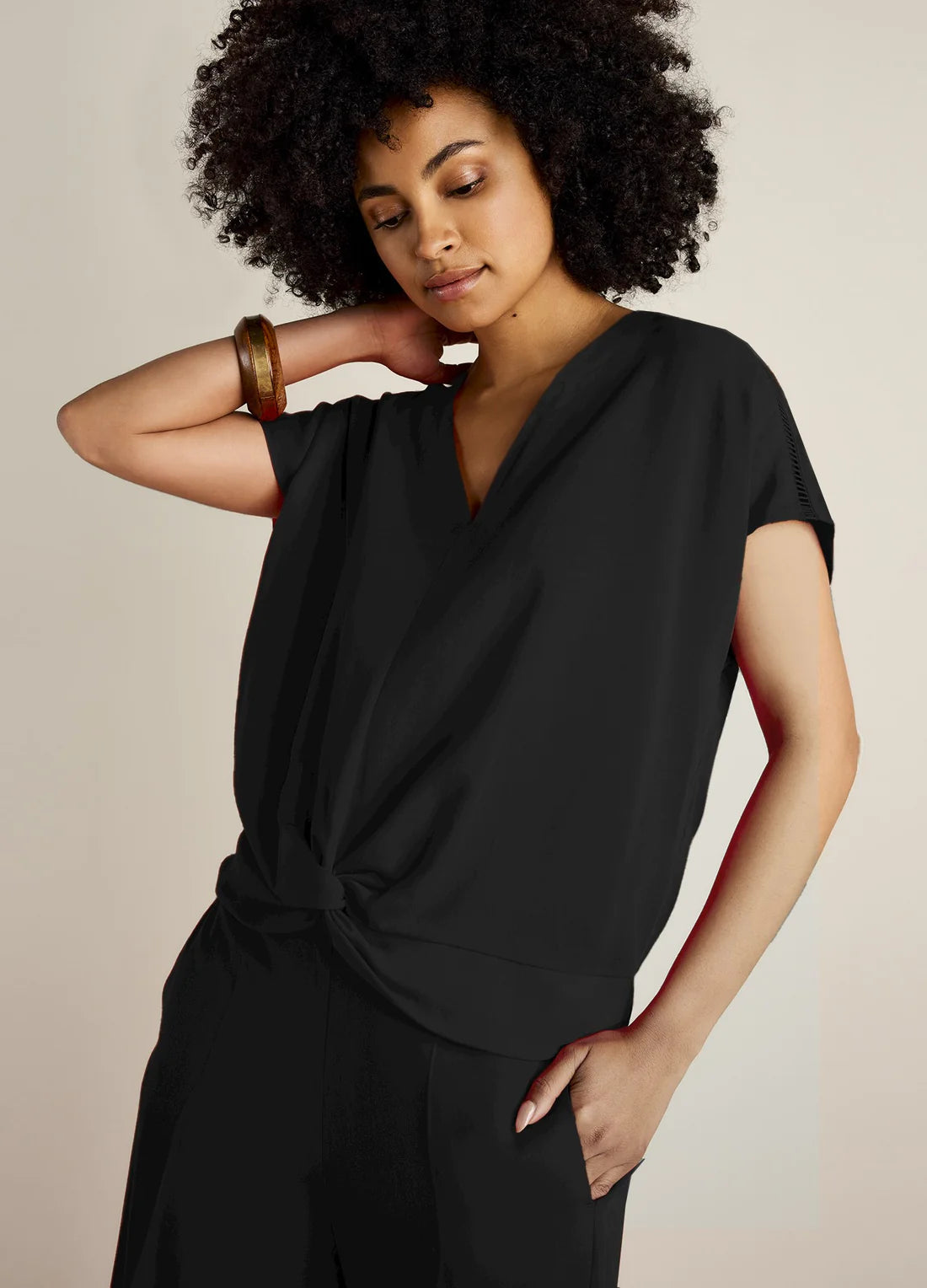 V-Neck Top by Summum in Black