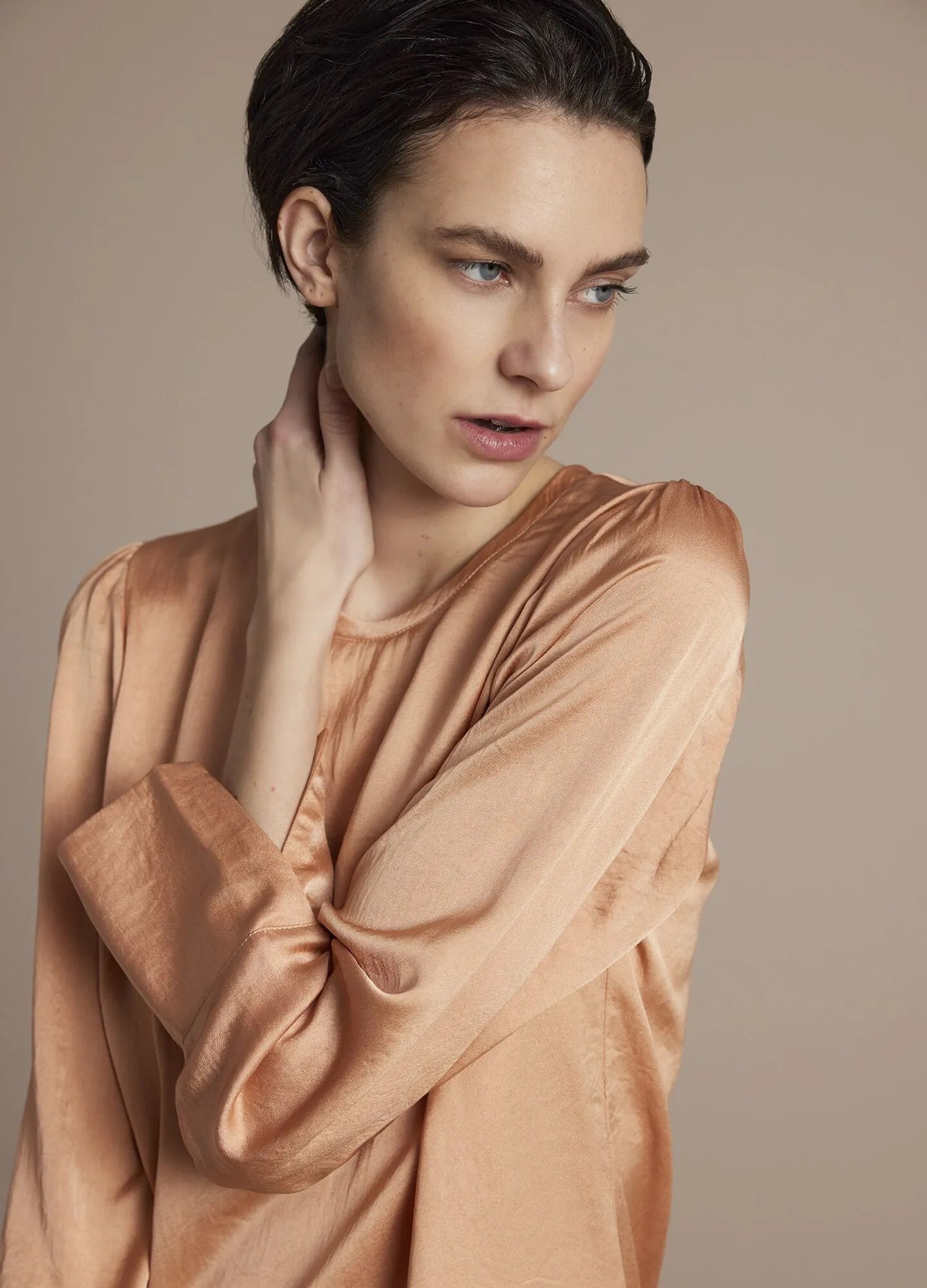 Silky-Touch Top by Summum in Old Peach