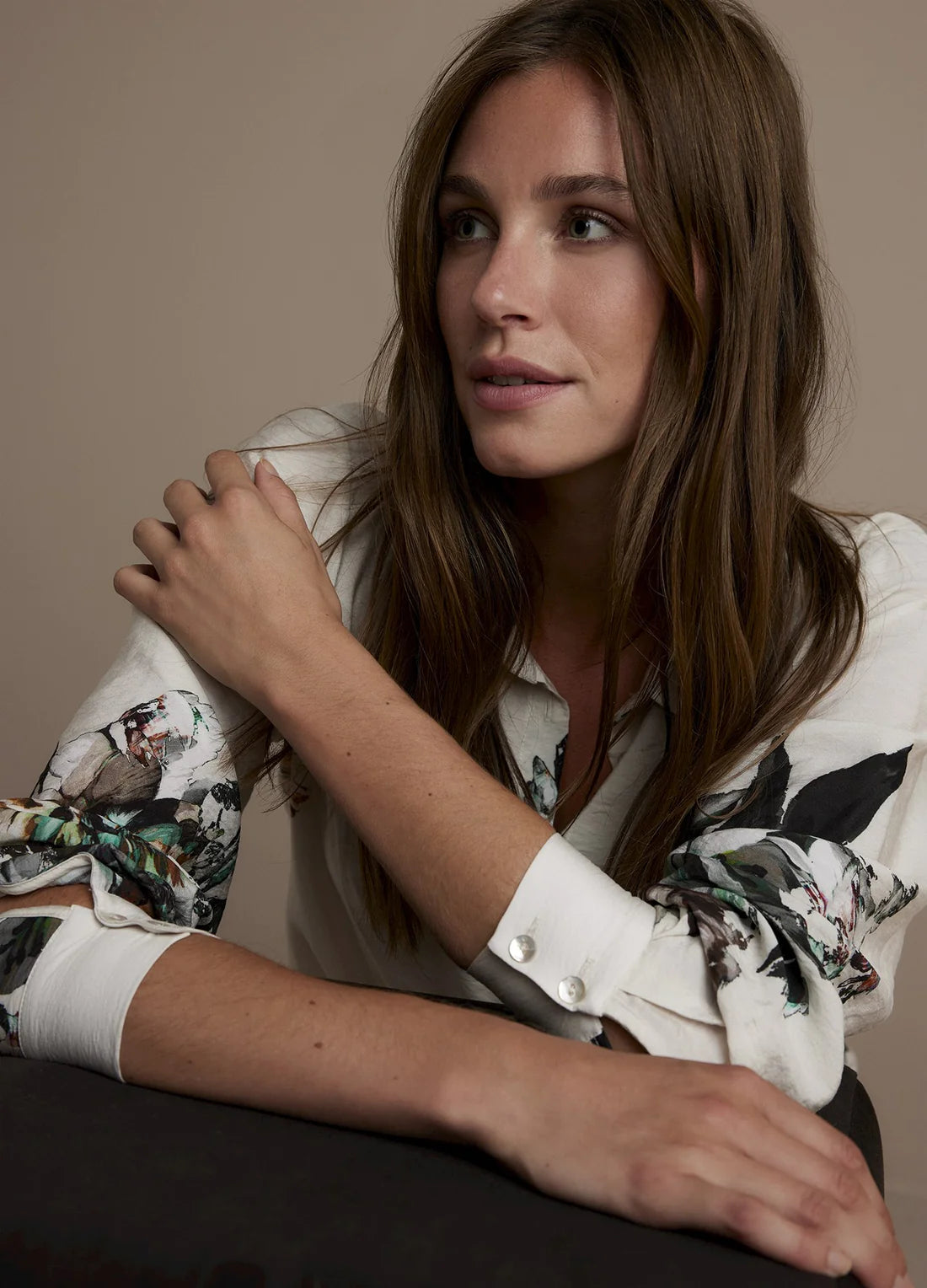 All Over Flower Print Blouse by Summum in Ivory