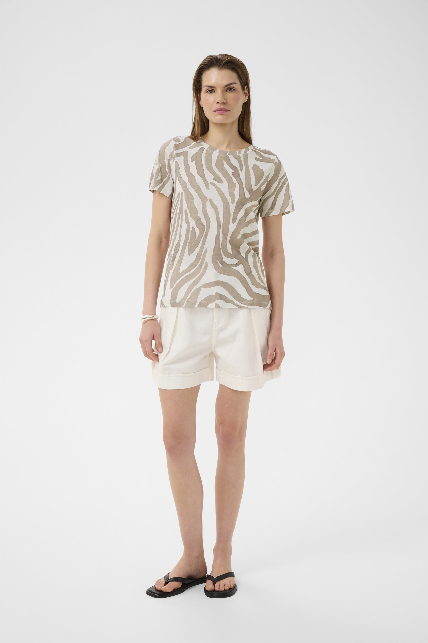Alma Print T-Shirt by InWear in Neutral Zebra