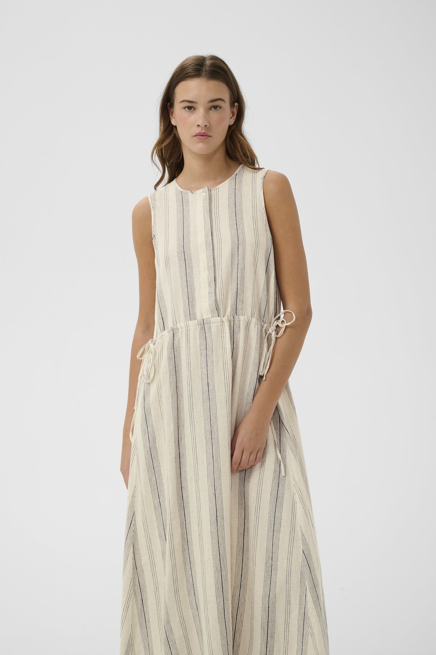 Rowan Drawstring Dress by InWear in Mattress Stripe White