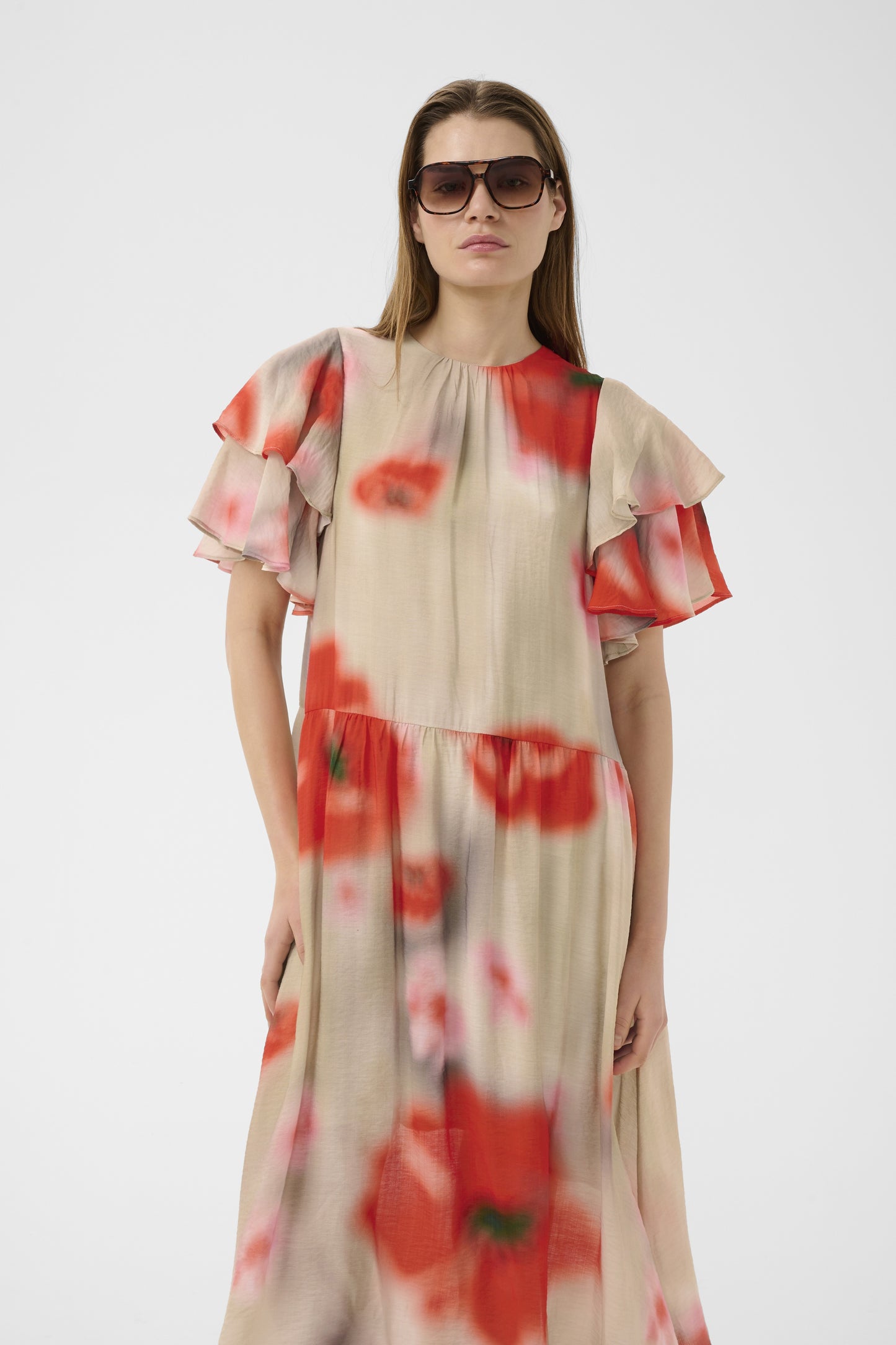 Reagan Dress by InWear in Large Blurried Poppies Red