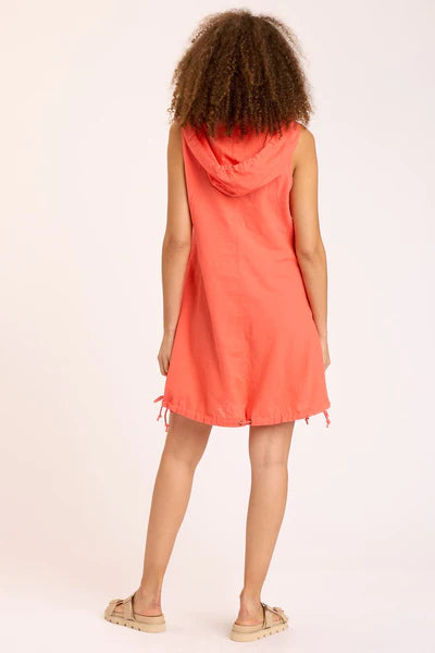 Sumi Hooded Tank Dress by Wearables in Papaya
