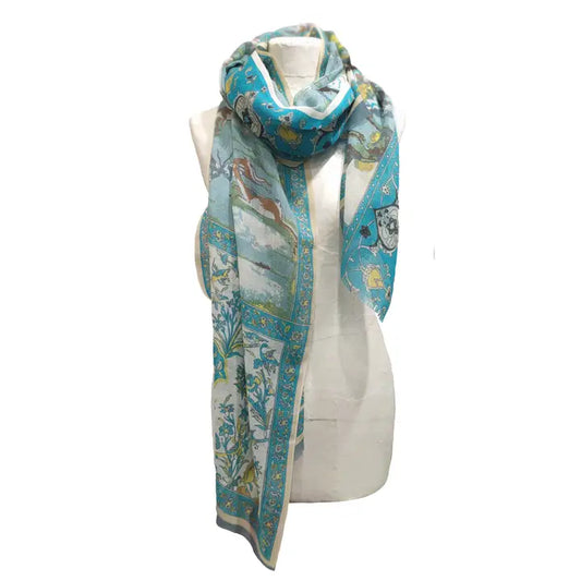 Persian Polo Players Wool Stole by Supplement d'AM in Polo Turquoise