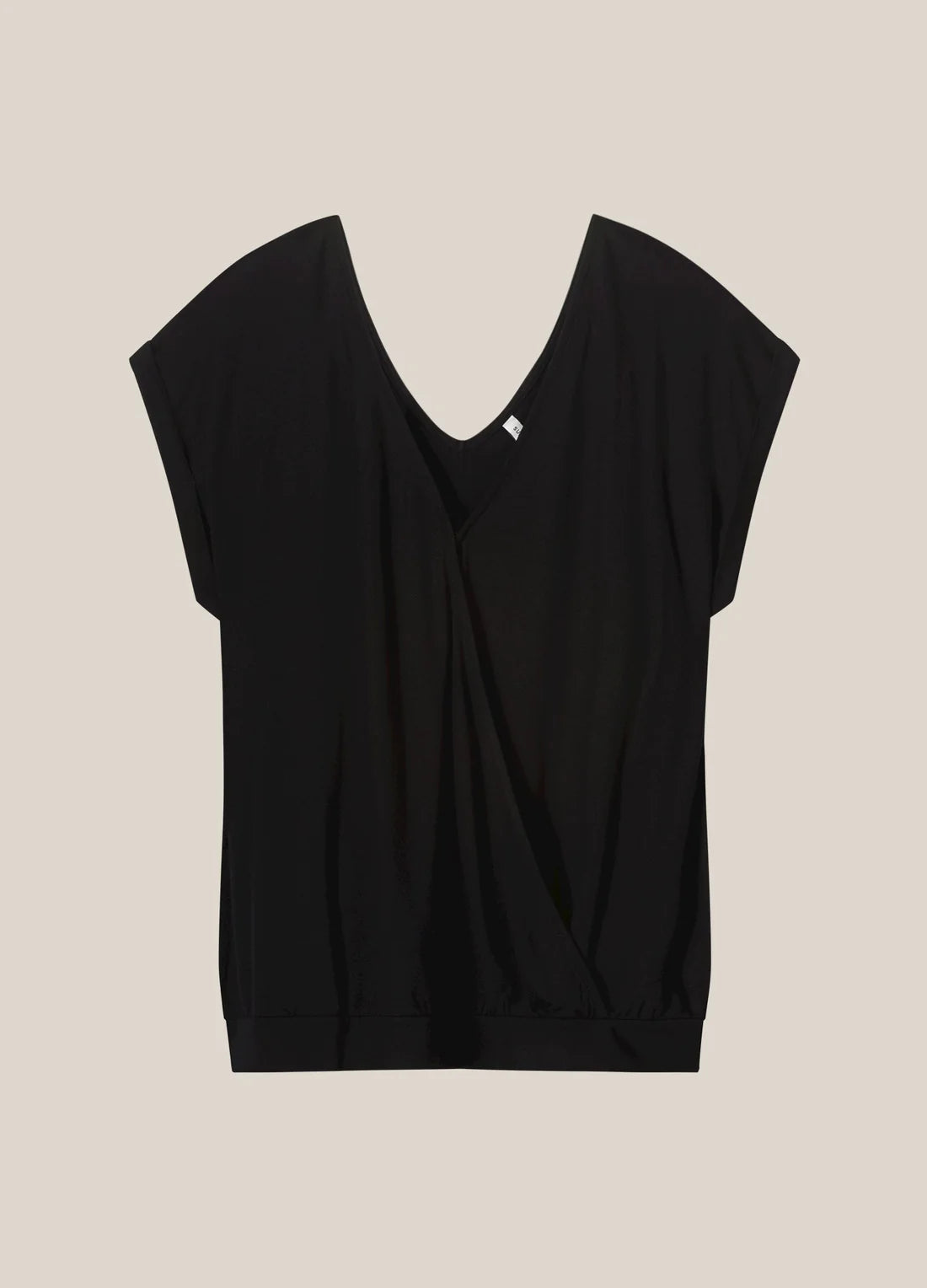 Wrap Top with V Neck by Summum in Black