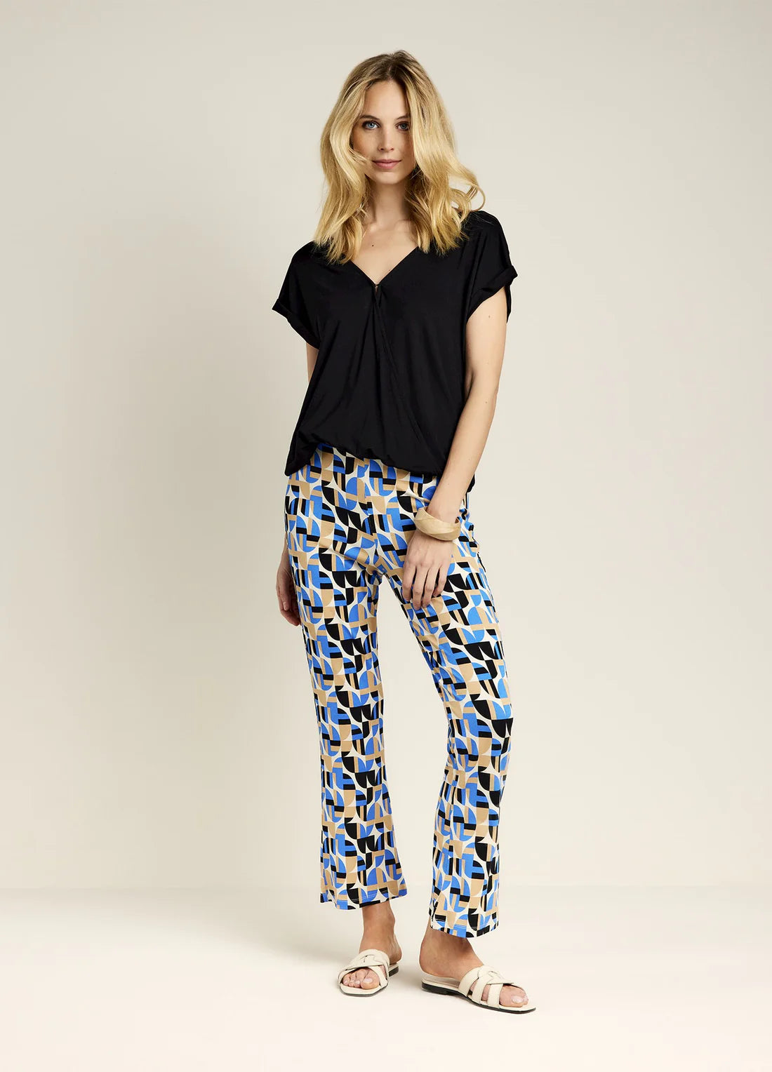 Wrap Top with V Neck by Summum in Black