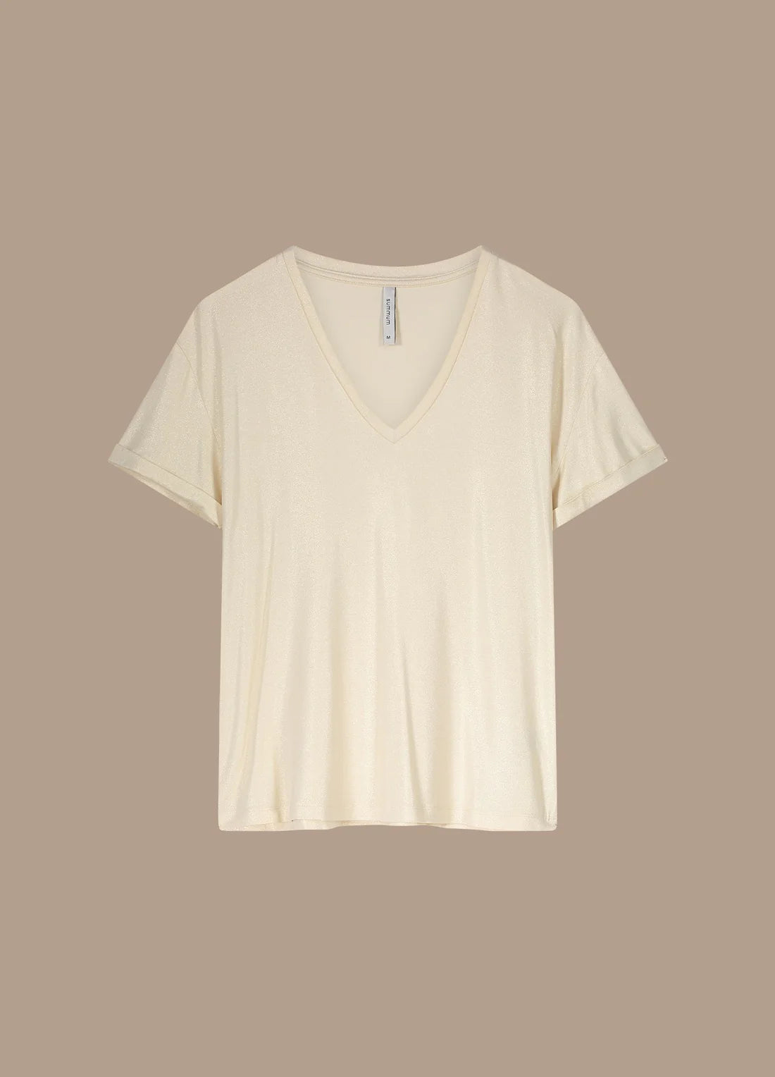 T-shirt with Glitter Coating by Summum in Ivory