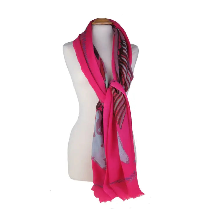 Ohio Big Feather Printed Wool Stole by Supplement d'AM in Ruddy