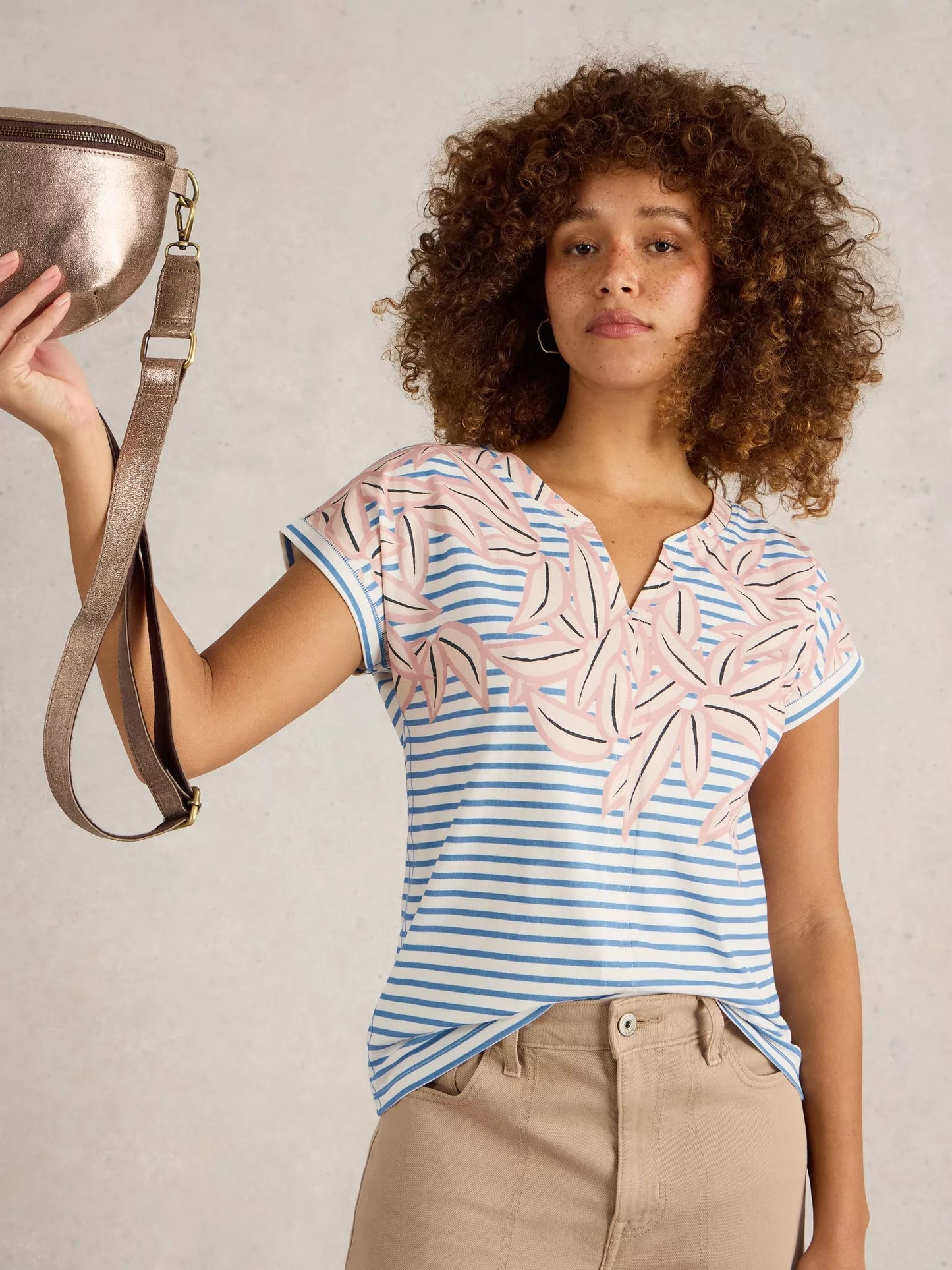 Nelly Notch Neck Tee by White Stuff in Ivory