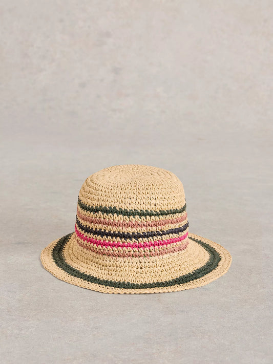 Striped Bucket Hat by White Stuff in Natural
