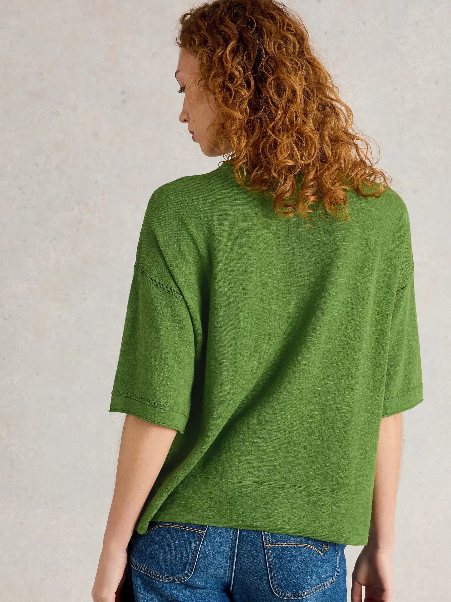 Kate Linen Blend Tee by White Stuff in Bright Green
