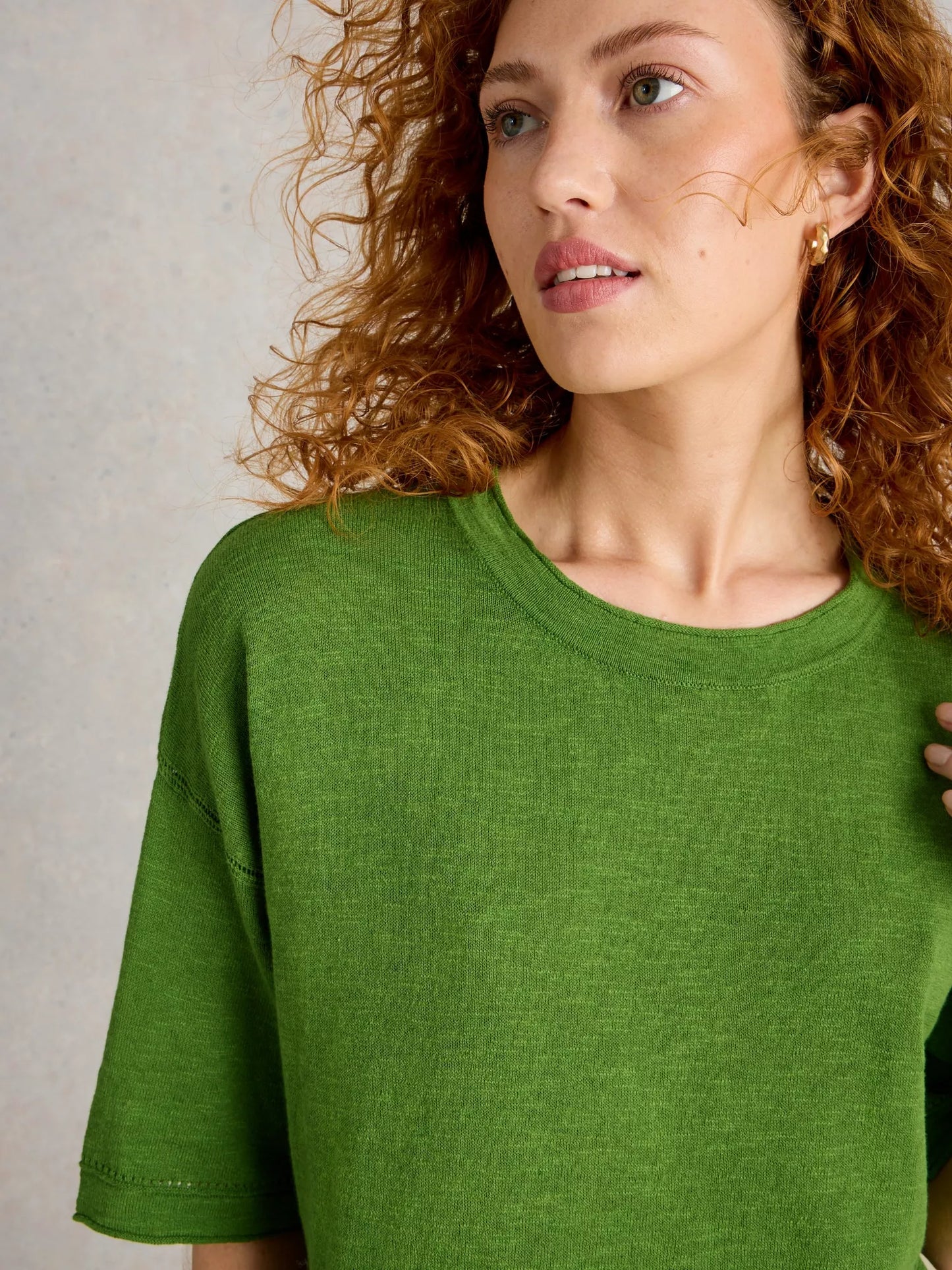 Kate Linen Blend Tee by White Stuff in Bright Green