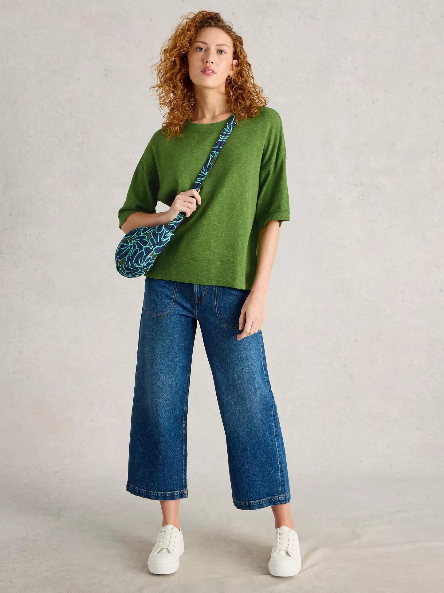 Kate Linen Blend Tee by White Stuff in Bright Green