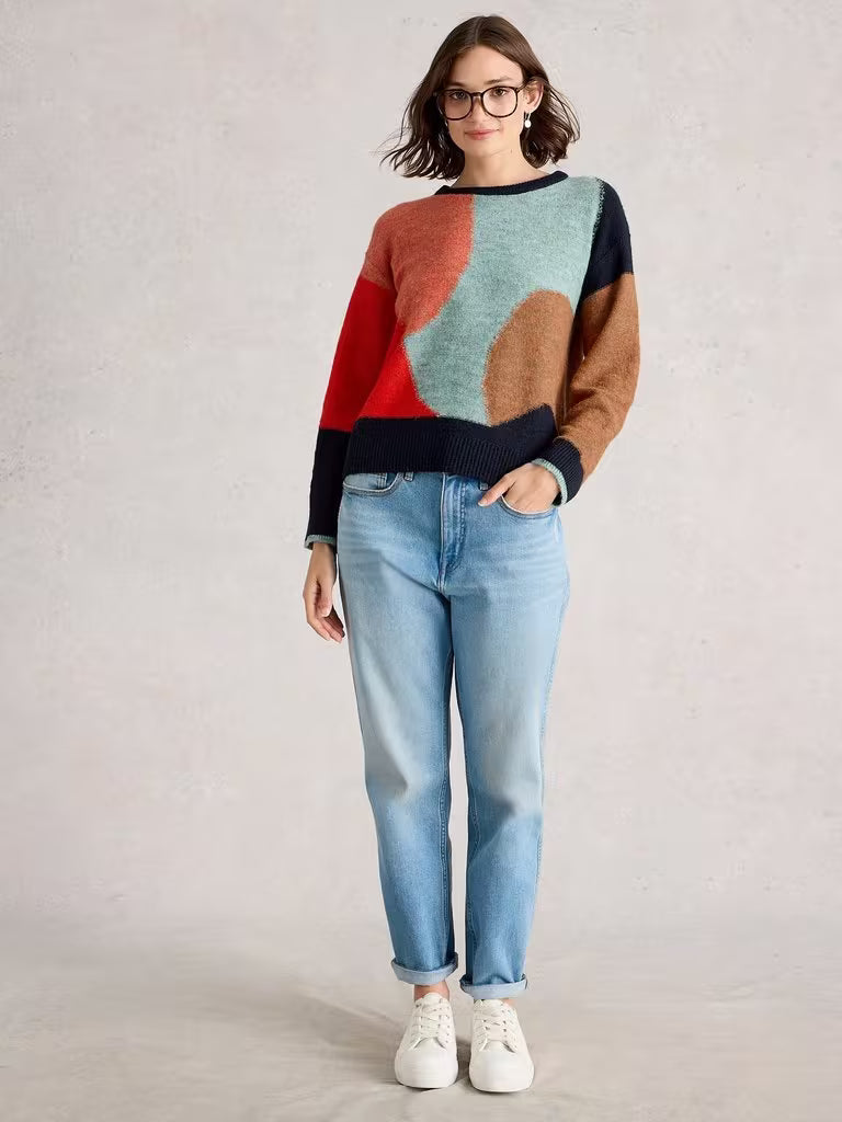 Freya Abstract Jumper by White Stuff in Navy