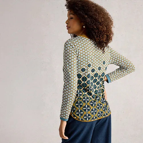 Clara Long Sleeve Tee by White Stuff in Chart Print