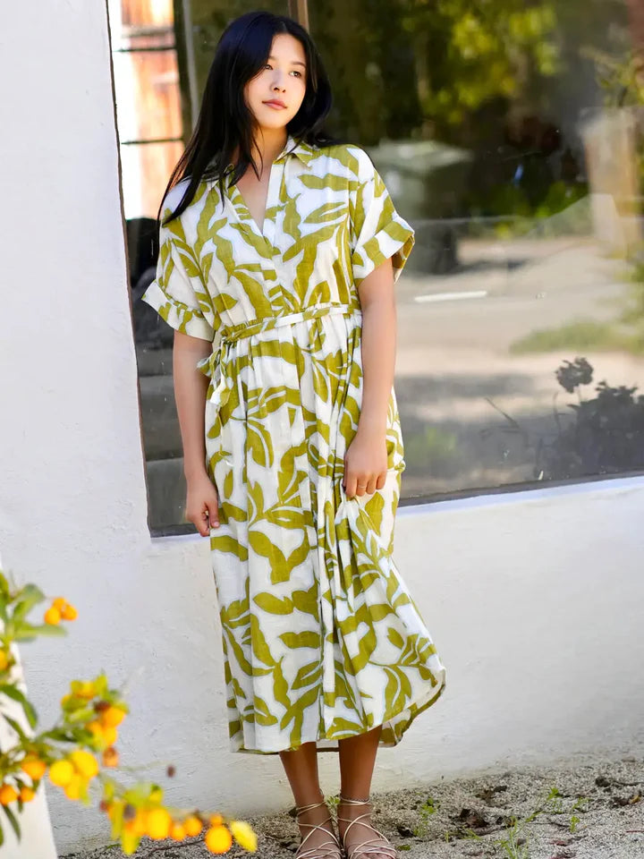 Bridgitte Dress by Dolma in Olive & White