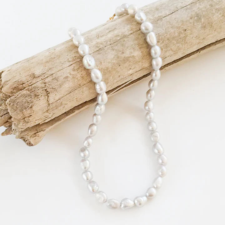 Freshwater Pearl Necklace by Virtue Jewelry Design in Grey
