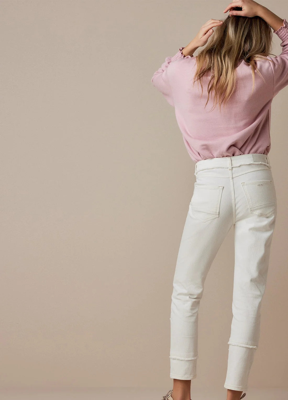 Slim Fit Denim Jeans by Summum in Off-White
