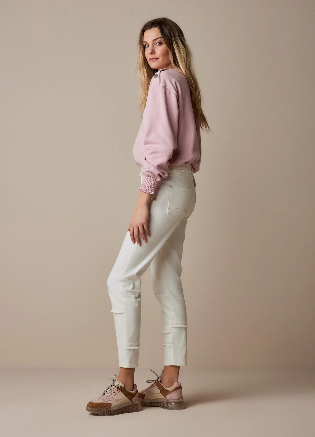 Slim Fit Denim Jeans by Summum in Off-White