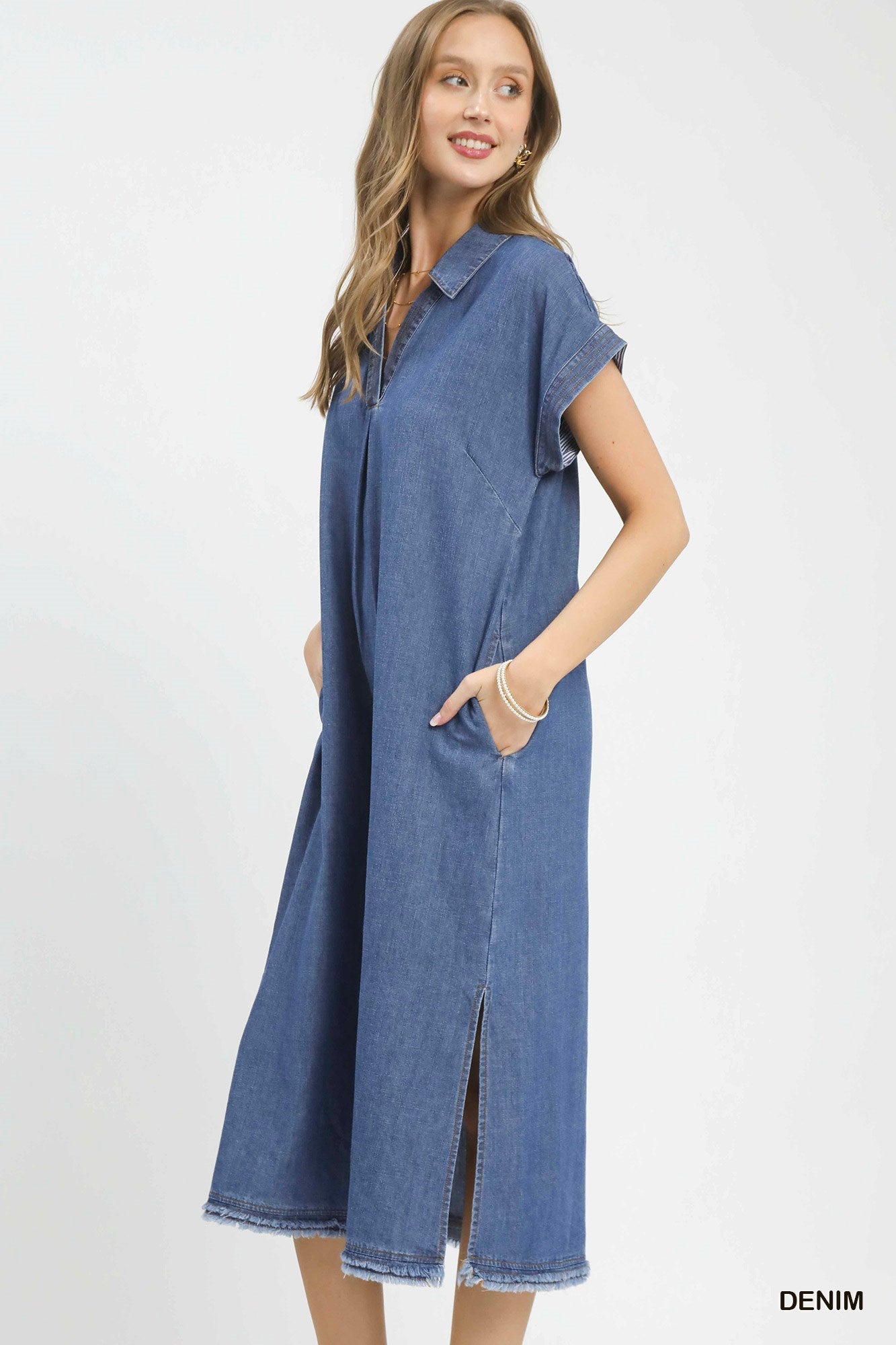 Stone Washed Midi Dress by Umgee in Denim