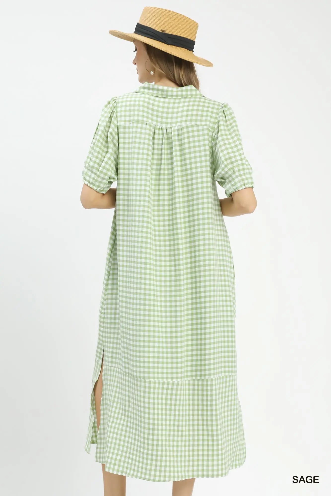 Gingham Midi Dress by Umgee in Sage