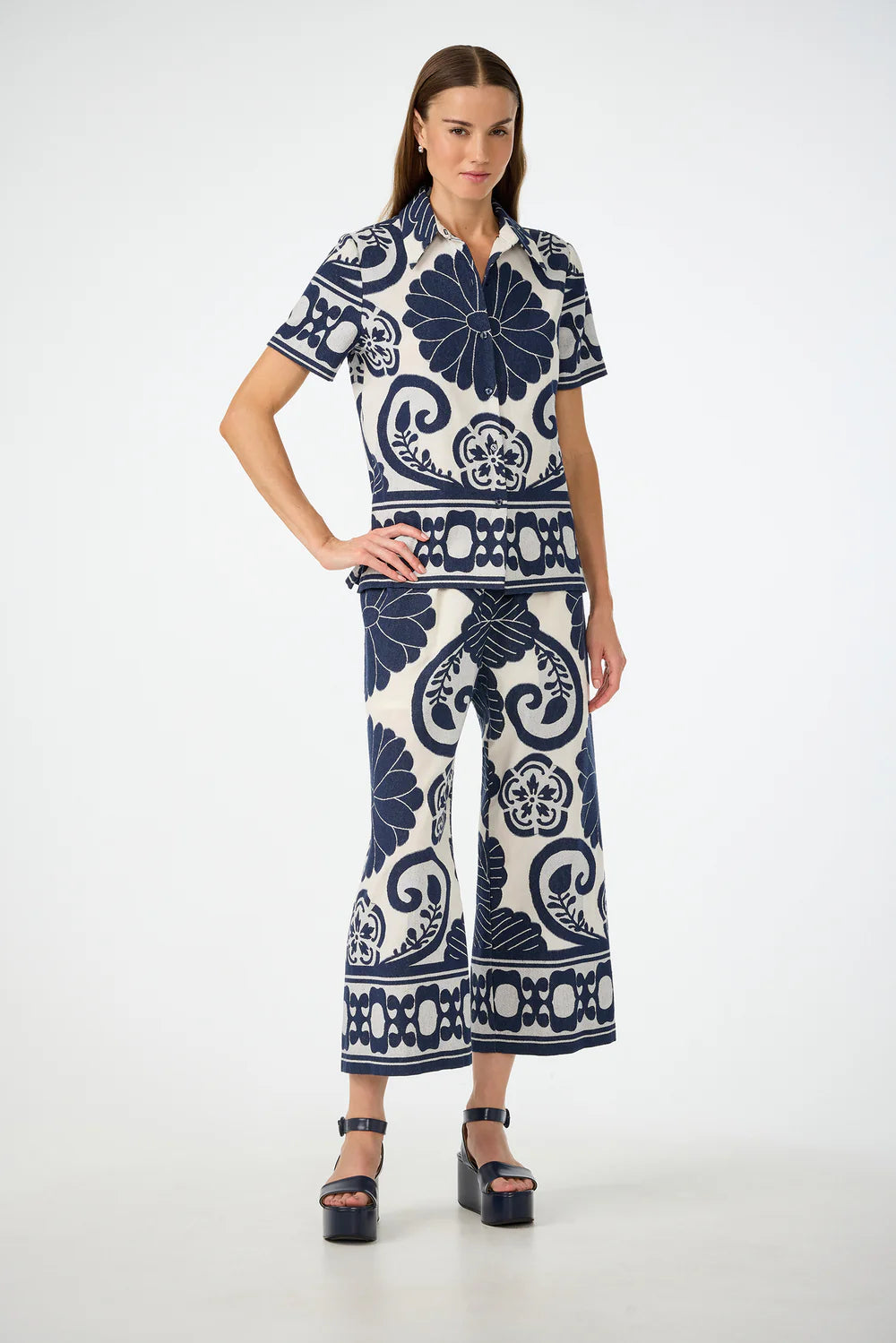 Abba Top by Trina Turk in Sumi Blue/Whitewash