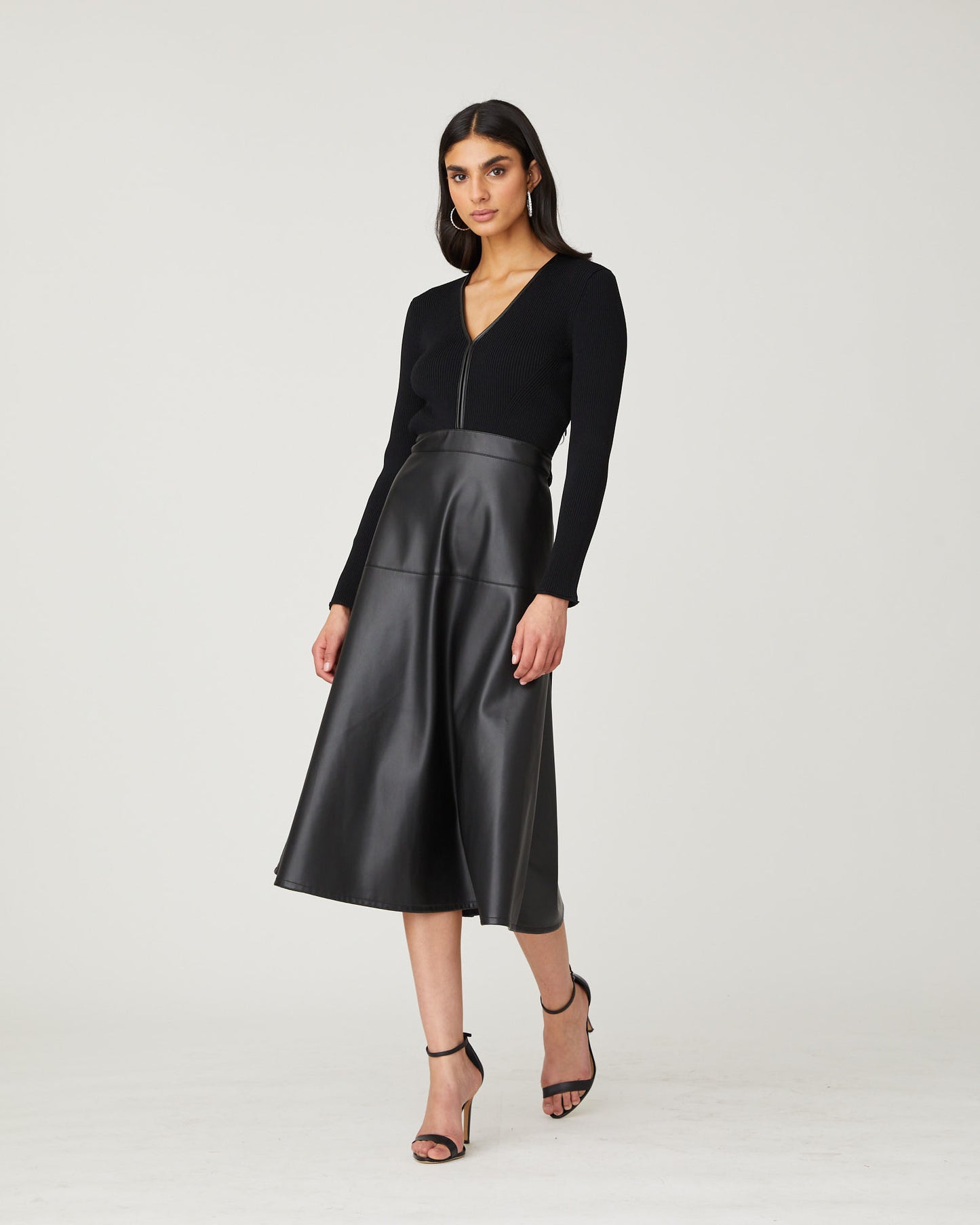 Peyton Leather/Knit Dress by Shoshanna in Jet