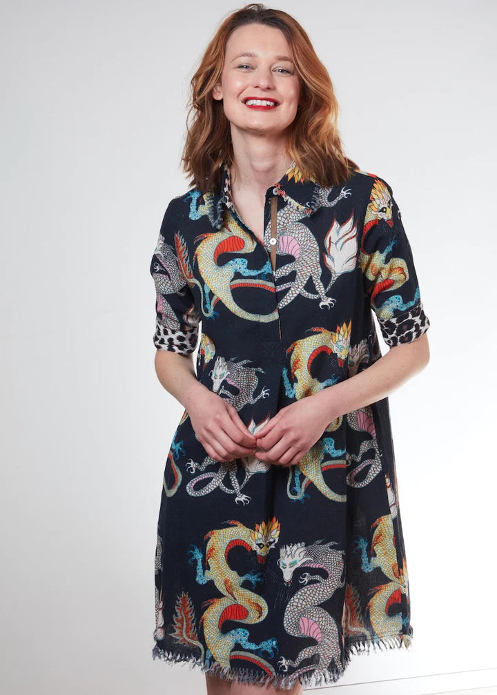 Chatham Dress by Dizzie Lizzie in Black Dragons