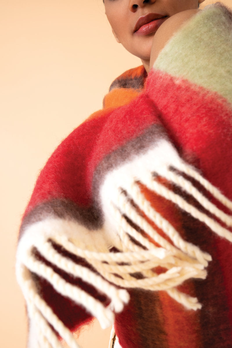Murphy Cosy Scarf by Powder in Rust & Sage