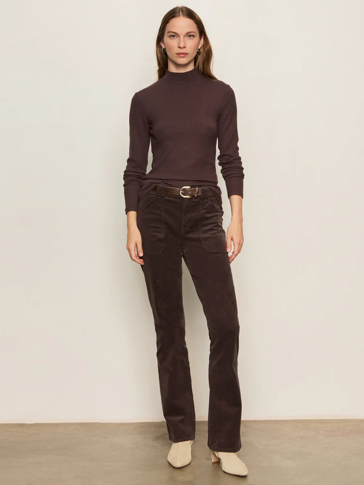 Long Sleeve Mock Essential Top by Sanctuary in Semi Sweet
