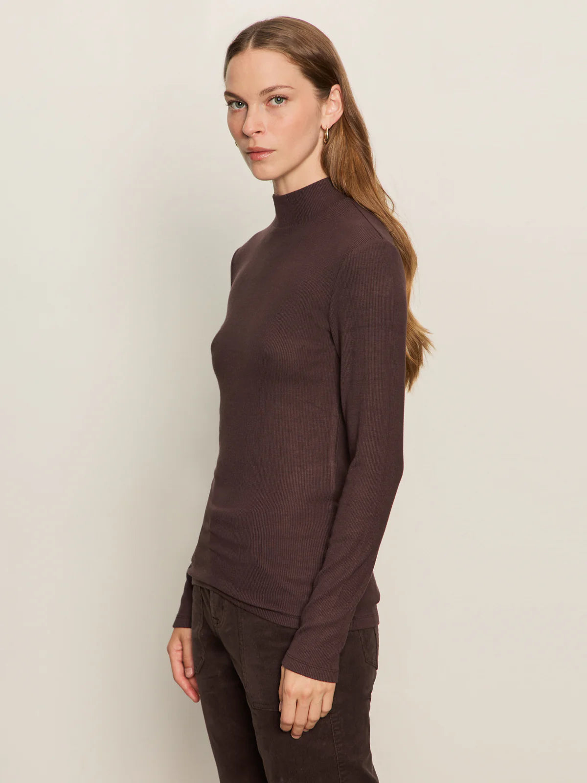 Long Sleeve Mock Essential Top by Sanctuary in Semi Sweet
