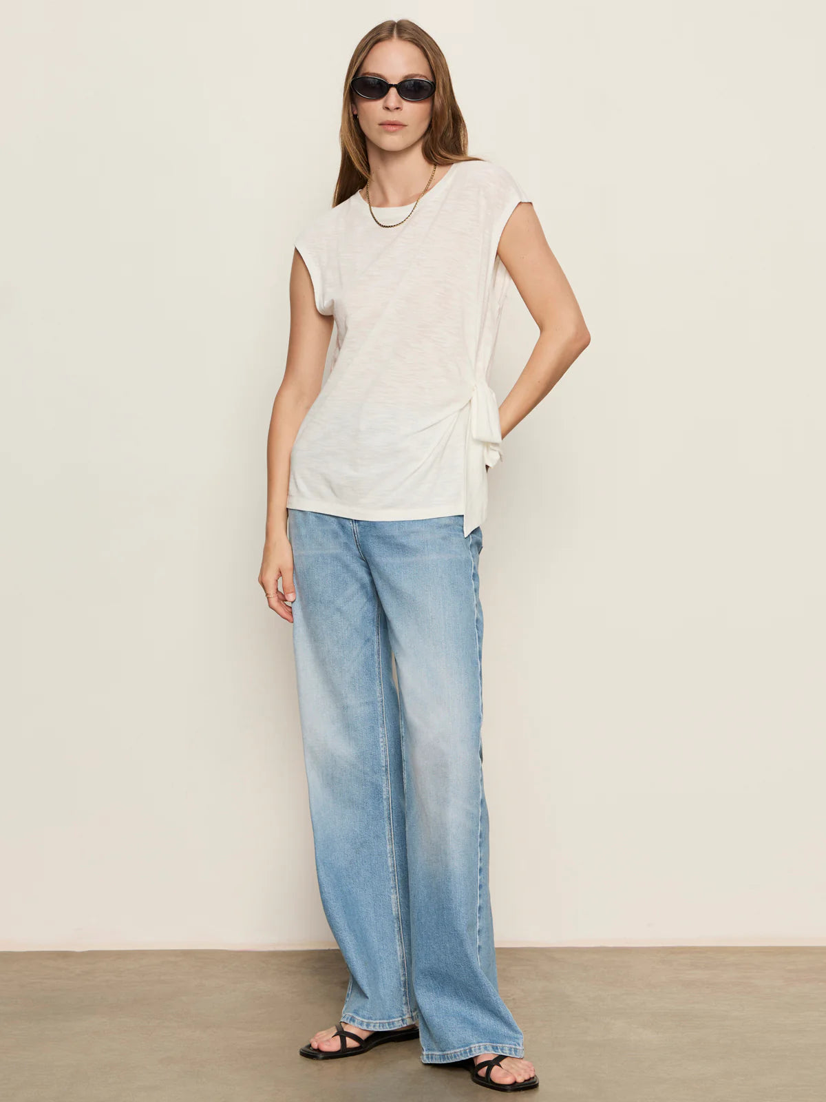 Side Tie Muscle Tee by Sanctuary in White