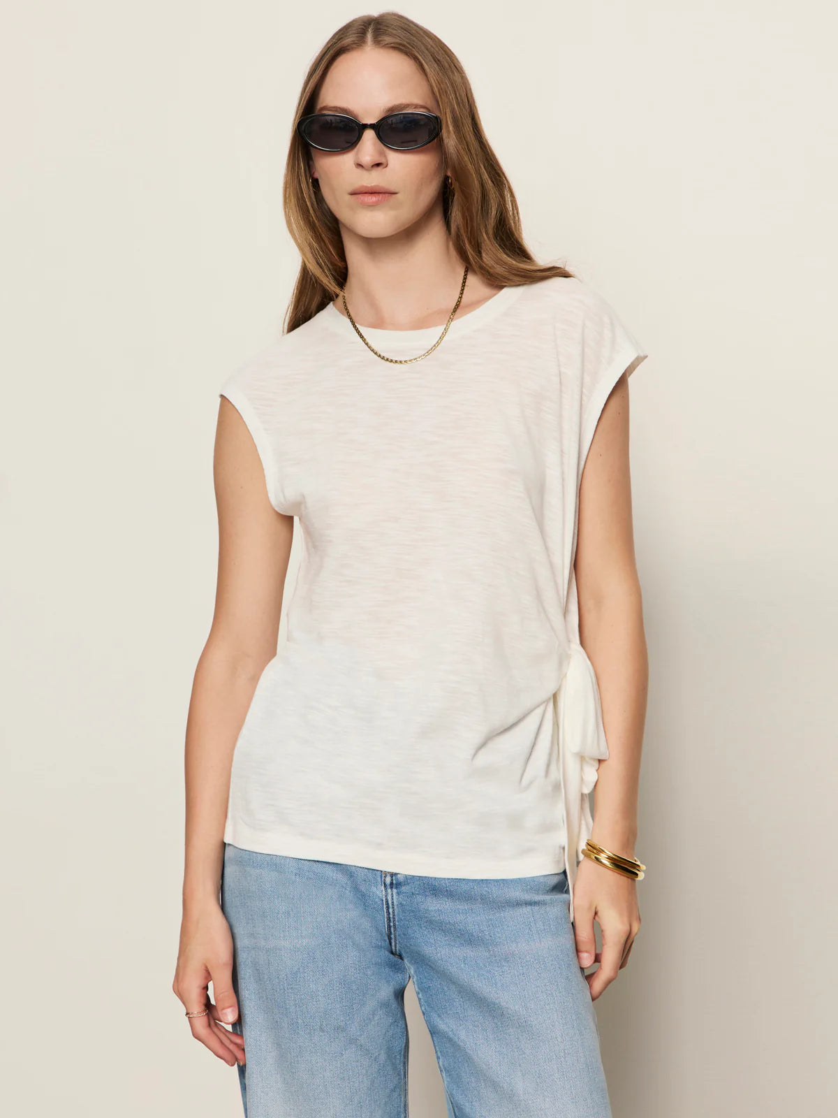 Side Tie Muscle Tee by Sanctuary in White