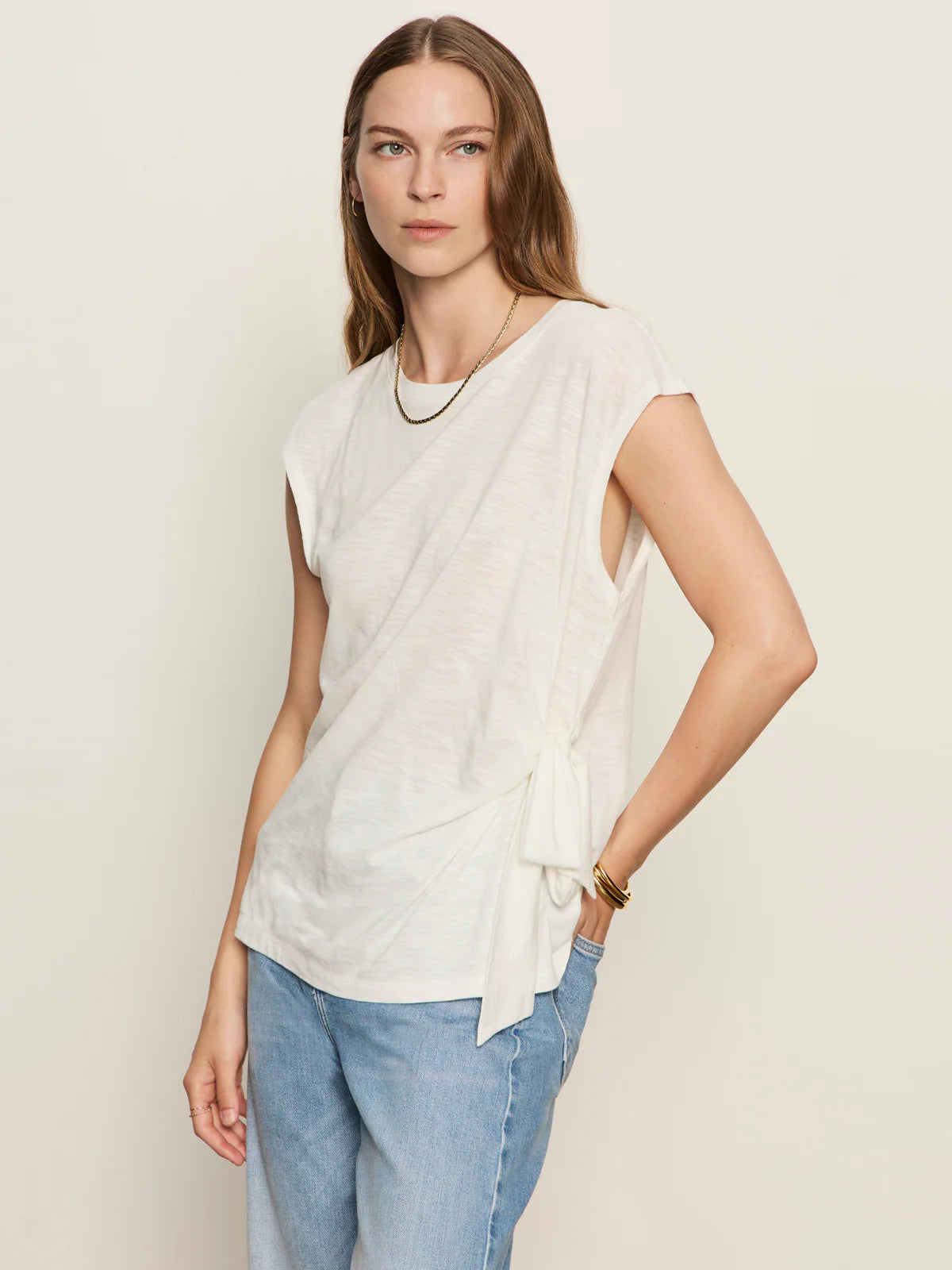 Side Tie Muscle Tee by Sanctuary in White