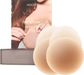 No-Show Extra Lift Reusable Adhesive Lifting Nipple Covers (4.75in) by Nood in Soft Tan